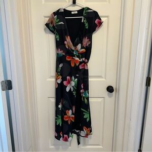 Aritzia Babaton Lyndon Tie-Wrap Dress Black Floral Size XXS